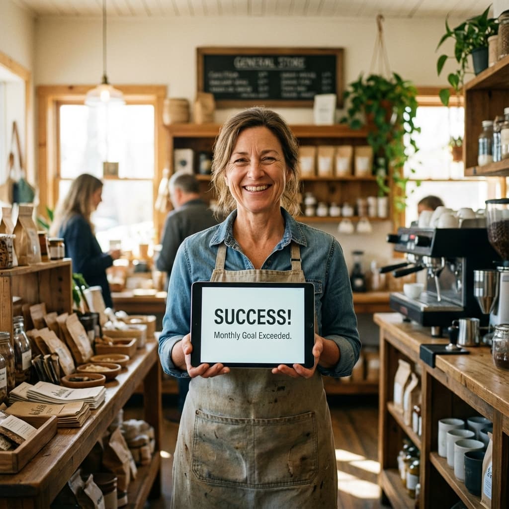 Happy business owner with funding success